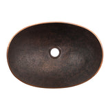 Premier Copper Products 17" x 12" Oval Vessel - Above Counter Terra Firma Copper Bathroom Sink, Dark Brown, 10 Gauge, TFVO17DB