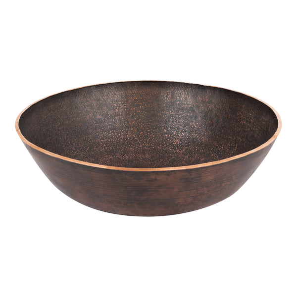 Premier Copper Products 14" Round Vessel - Above Counter Terra Firma Copper Bathroom Sink, Dark Brown, 10 Gauge, TFVR14DB