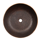 Premier Copper Products 17" Round Vessel - Above Counter Terra Firma Copper Bathroom Sink, Dark Brown, 10 Gauge, TFVR17DB