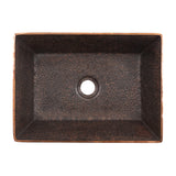 Premier Copper Products 15" x 11" Rectangle Vessel - Above Counter Terra Firma Copper Bathroom Sink, Dark Brown, 10 Gauge, TFVREC15DB