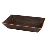 Premier Copper Products 20" x 12" Rectangle Vessel - Above Counter Terra Firma Copper Bathroom Sink, Dark Brown, 10 Gauge, TFVREC20DB