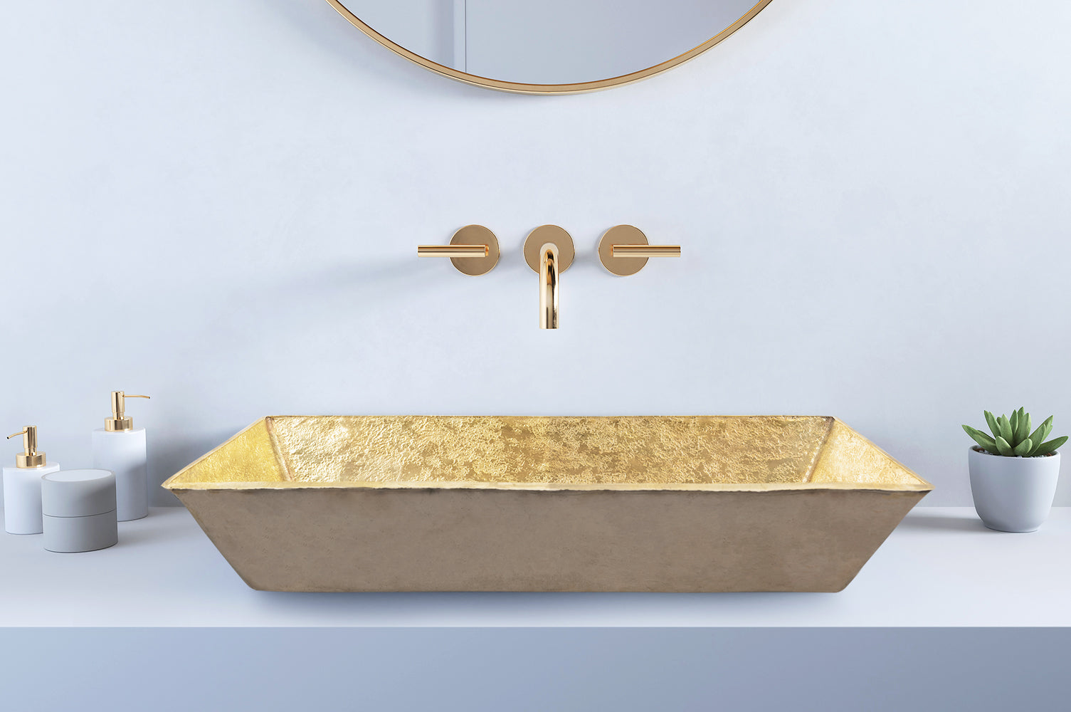 Premier Copper Products 20" x 12" Rectangle Vessel - Above Counter Terra Firma Brass Bathroom Sink, TFVREC20PB