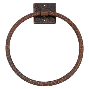Alternate Image for Premier Copper Products 10" Hammered Copper Full Size Bath Towel Ring, 18 Gauge, Oil Rubbed Bronze, TR10DB