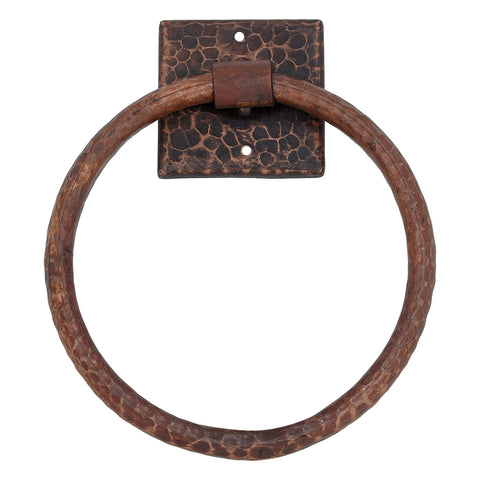 Premier Copper Products 7" Hammered Copper Towel Ring, 18 Gauge, Oil Rubbed Bronze, TR7DB