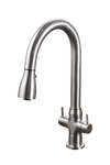 Houzer Trinity 1.75 GPM Dual Handle pull Down Kitchen Faucet - Brass, Brushed Nickel, TRNPD-3000-BN