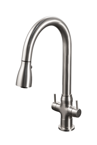 Houzer Trinity 1.75 GPM Dual Handle pull Down Kitchen Faucet - Brass, Brushed Nickel, TRNPD-3000-BN