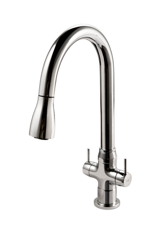 Houzer Trinity 1.75 GPM Dual Handle pull Down Kitchen Faucet - Brass, Polished Chrome, TRNPD-3000-PC