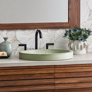 Native Trails Tolosa 19" x 16" Oval NativeStone Concrete ADA Bathroom Sink, Sage, NSL1916-G