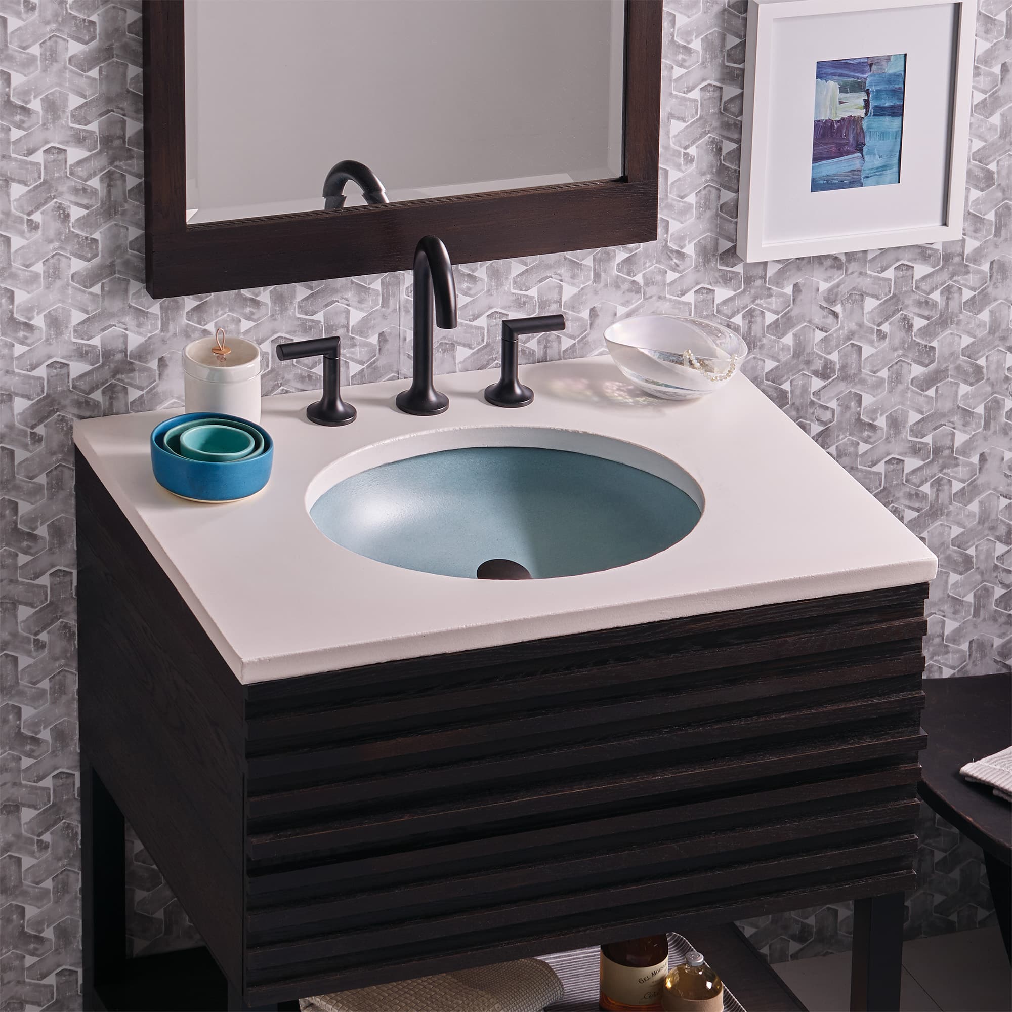 Native Trails Tolosa 19" x 16" Oval NativeStone Concrete ADA Bathroom Sink, Ocean, NSL1916-O