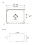 Nantucket Sinks Cape 23" Fireclay Farmhouse Sink with Accessories, White, P-FCS23