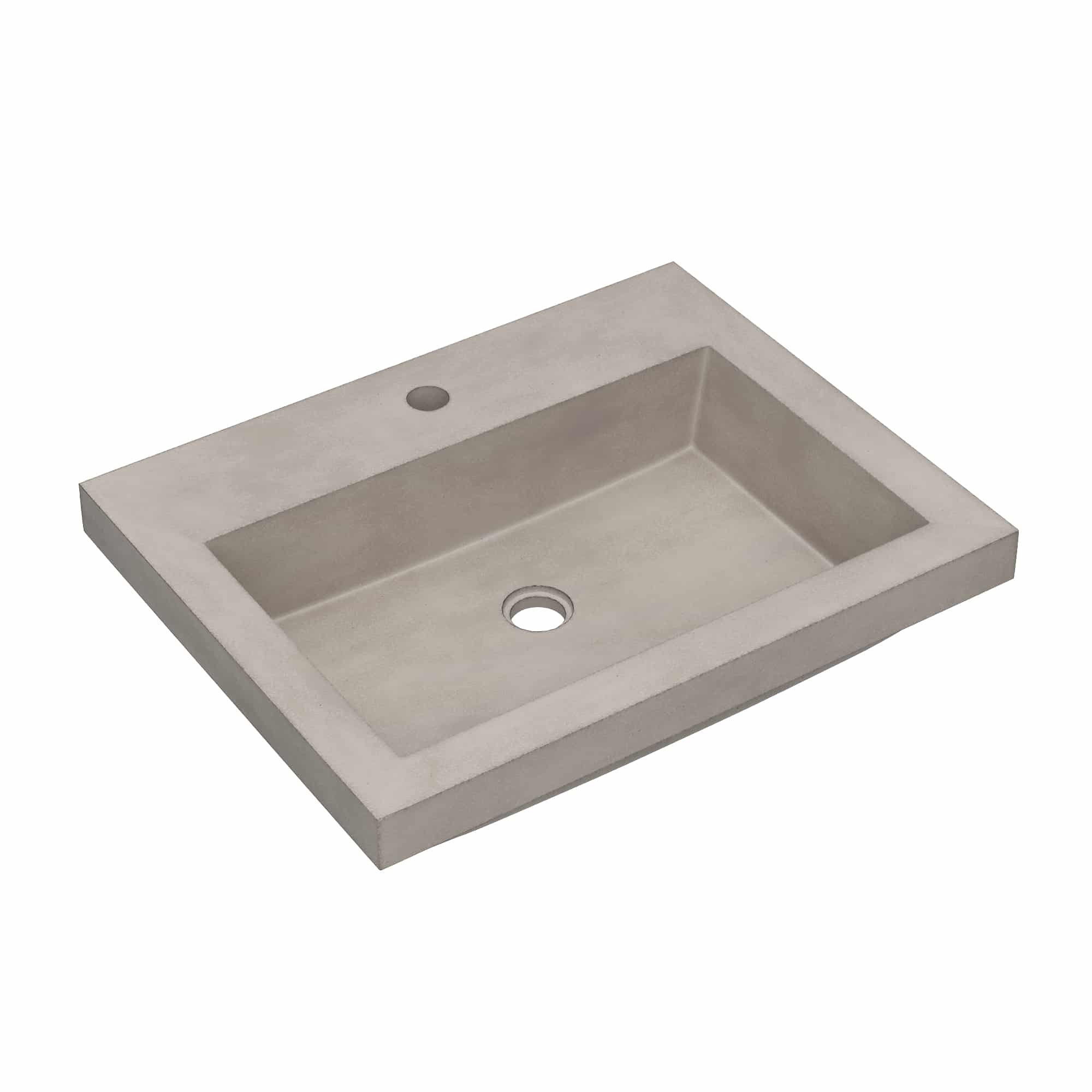 Native Trails Trough 24" Rectangular Drop-In NativeStone Concrete Bathroom Sink, Ash, NSL2419-A
