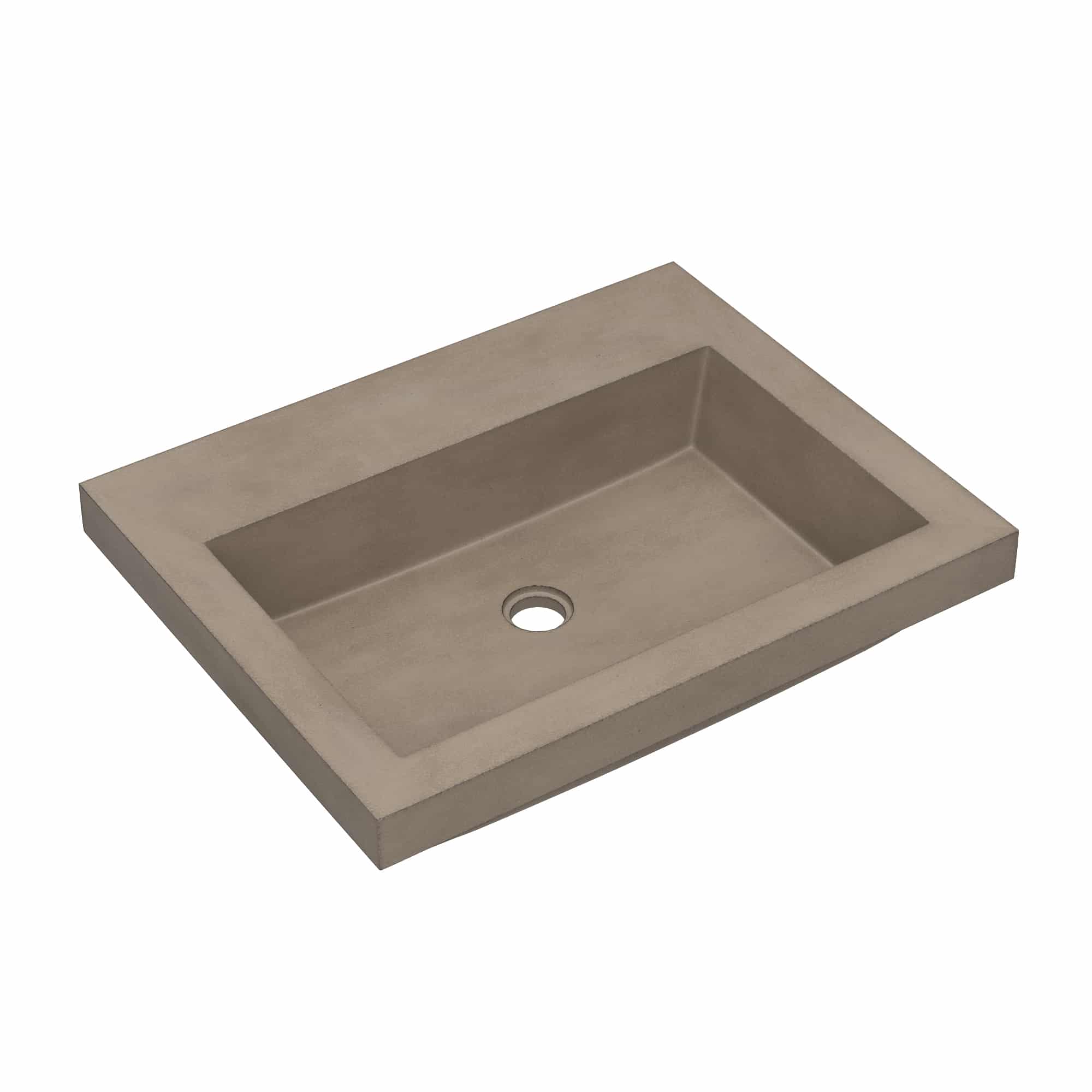 Native Trails Trough 24" Rectangular Drop-In NativeStone Concrete Bathroom Sink, Earth, No Faucet Hole, NSL2419-EX