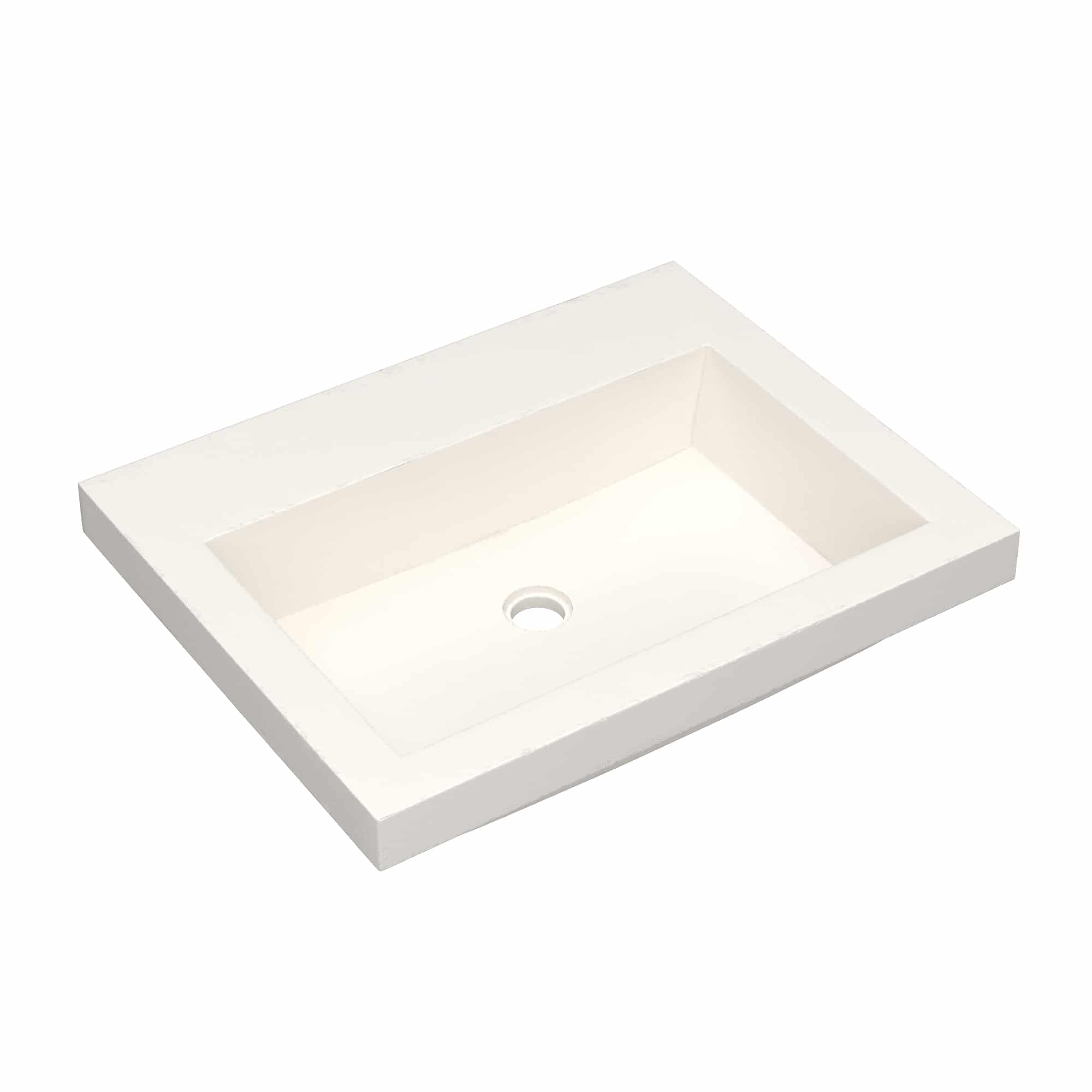 Native Trails Trough 24" Rectangular Drop-In NativeStone Concrete Bathroom Sink, Pearl, No Faucet Hole, NSL2419-PX