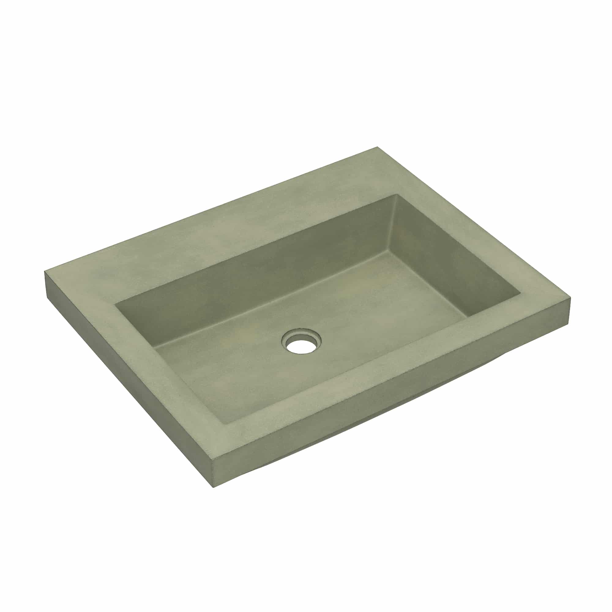 Native Trails Trough 24" Rectangular Drop-In NativeStone Concrete Bathroom Sink, Sage, No Faucet Hole, NSL2419-GX