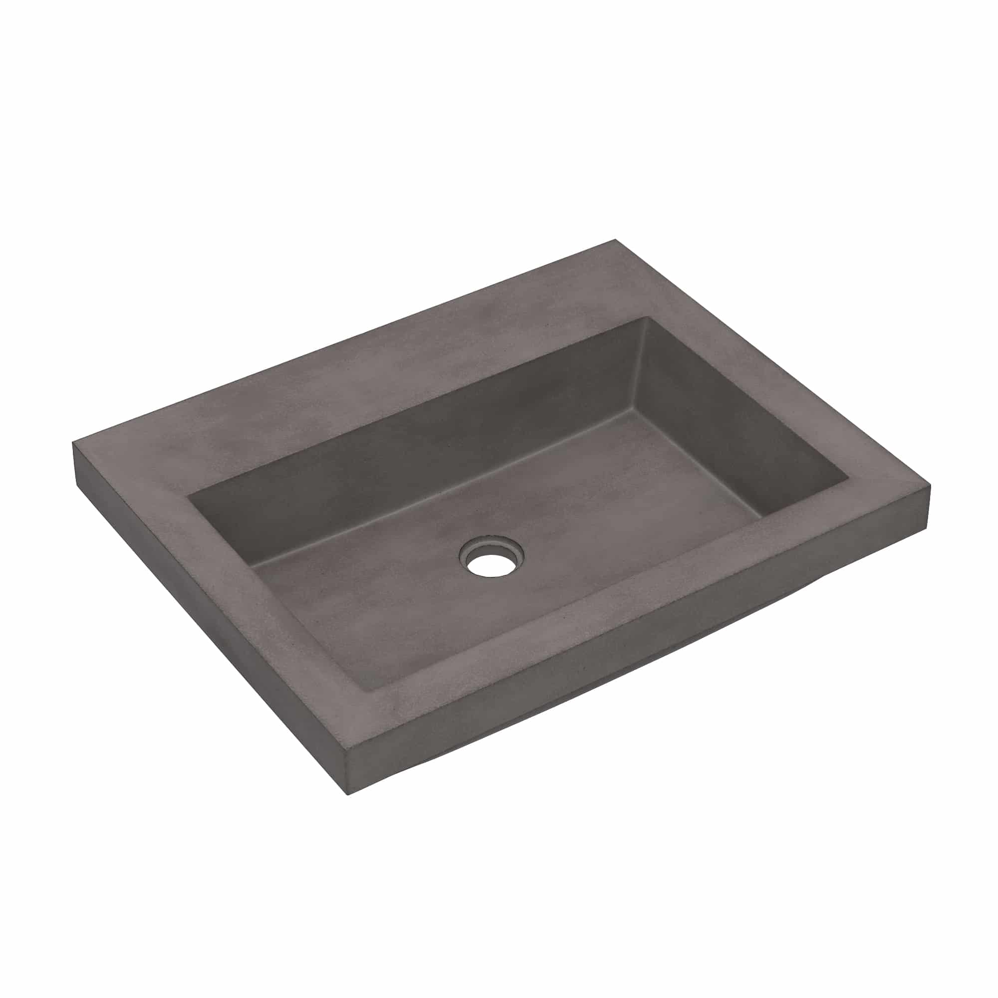 Native Trails Trough 24" Rectangular Drop-In NativeStone Concrete Bathroom Sink, Slate, No Faucet Hole, NSL2419-SX