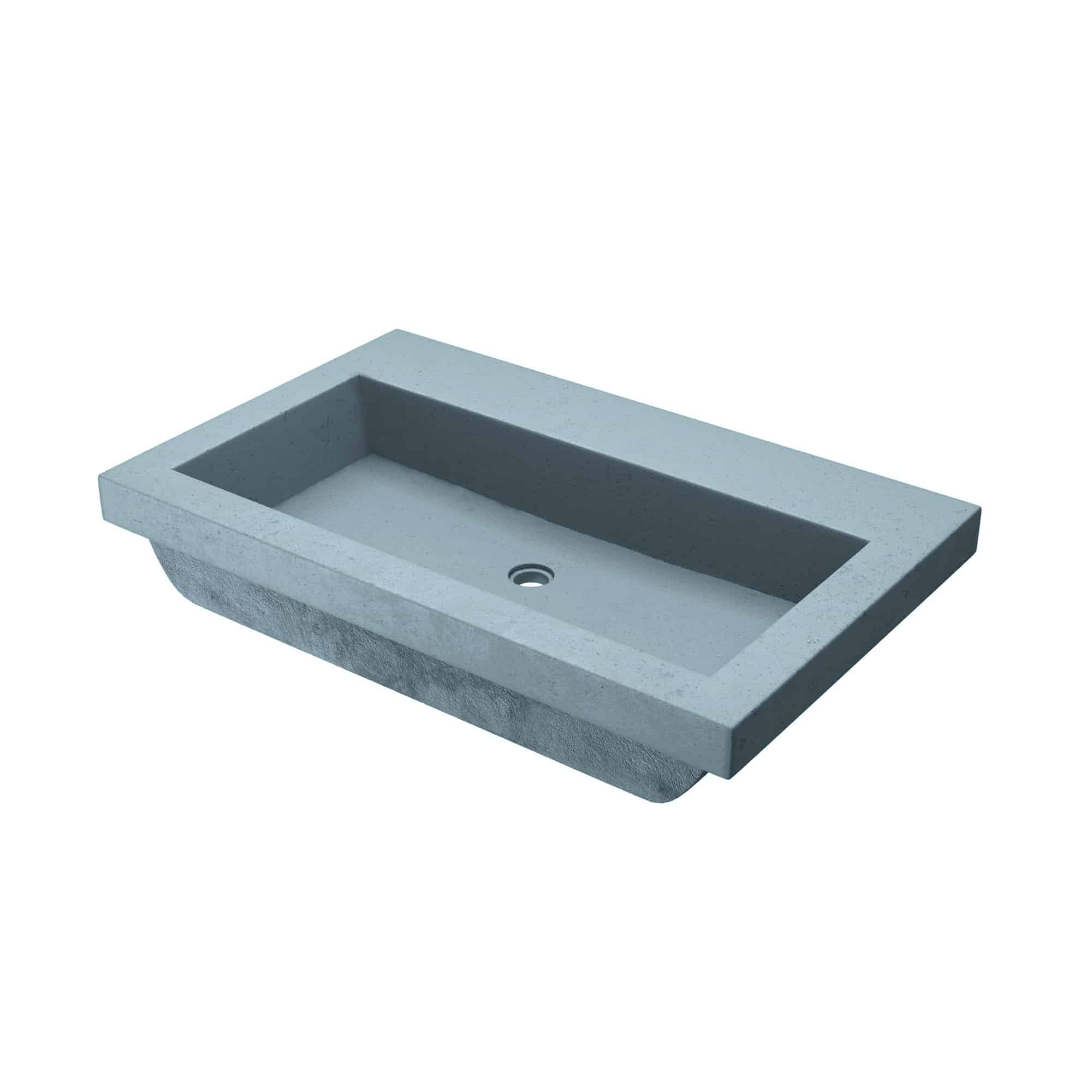 Native Trails Trough 3019 30" x 19" Drop In NativeStone Concrete ADA Bathroom Sink, Ocean, NSL3019-OX