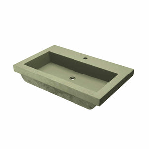 Native Trails Trough 30" x 19" Rectangle Drop In NativeStone Concrete ADA Bathroom Sink, Sage, NSL3019-G