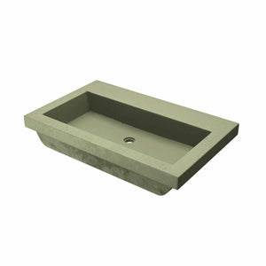 Native Trails Trough 30" x 19" Rectangle Drop In NativeStone Concrete ADA Bathroom Sink, Sage, NSL3019-GX