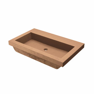 Native Trails Trough 30" x 19" Rectangle Drop In NativeStone Concrete ADA Bathroom Sink, Terracotta, NSL3019-TX