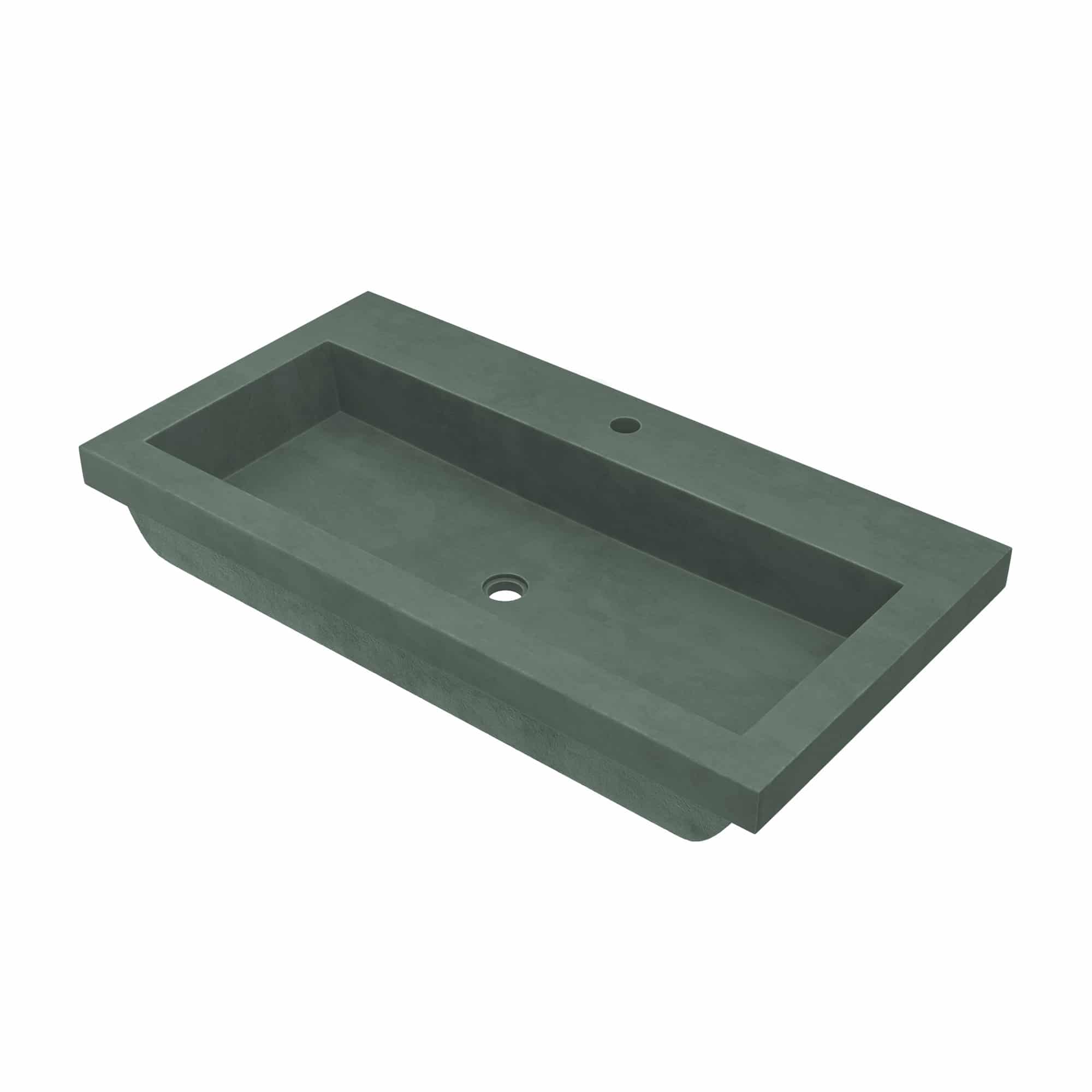 Native Trails Trough 36" x 19" Rectangle Drop In NativeStone Concrete ADA Bathroom Sink, Forest, NSL3619-F