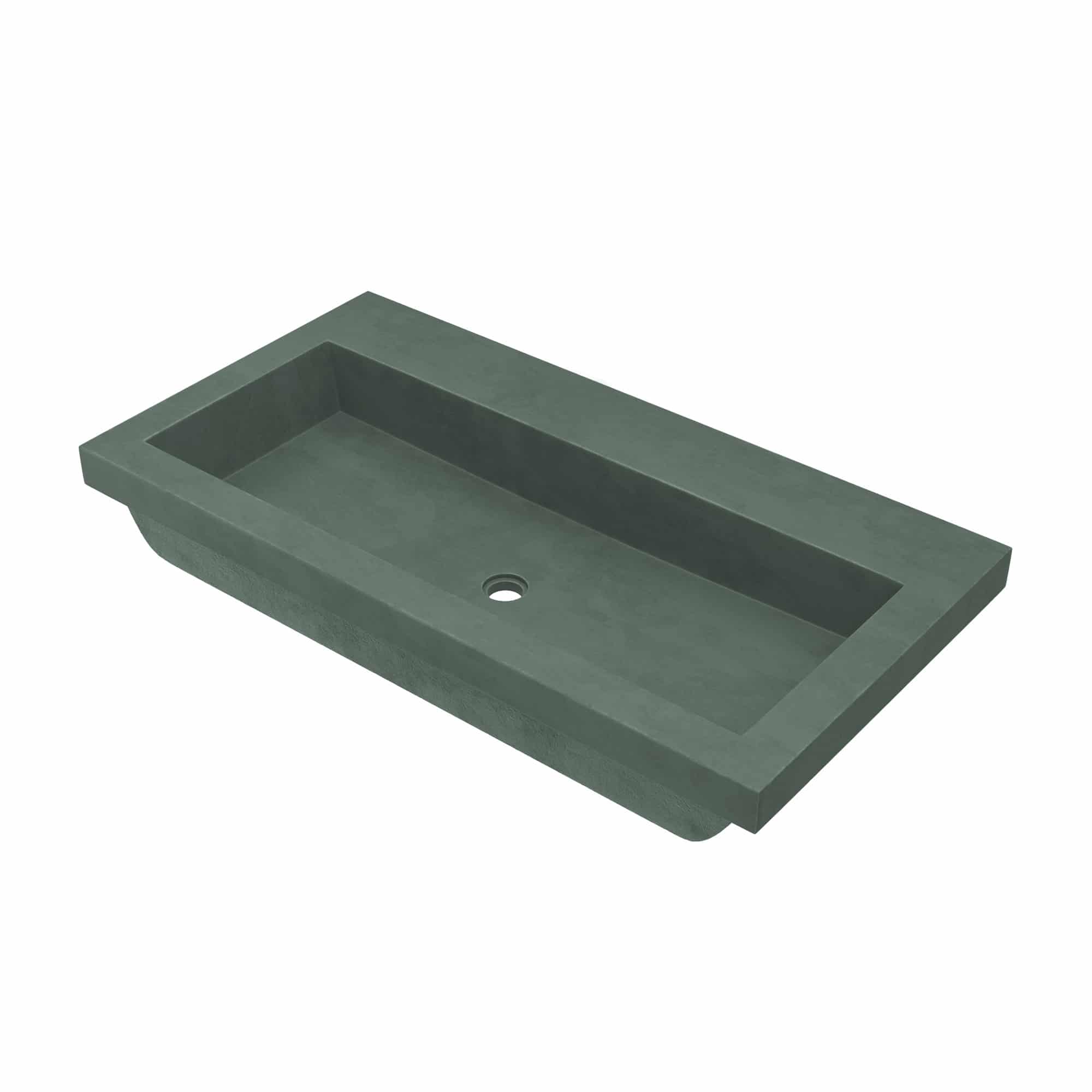 Native Trails Trough 36" x 19" Rectangle Drop In NativeStone Concrete ADA Bathroom Sink, Forest, NSL3619-FX