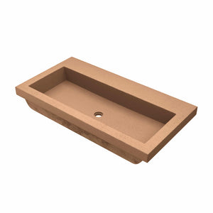 Native Trails Trough 36" x 19" Rectangle Drop In NativeStone Concrete ADA Bathroom Sink, Terracotta, NSL3619-TX
