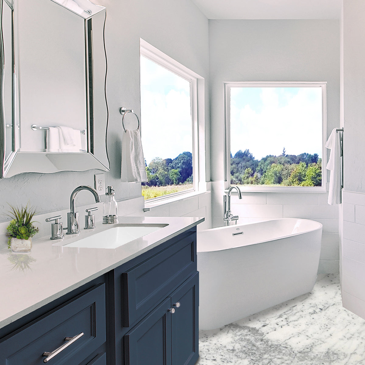 Nantucket Sinks Great Point 21" Ceramic Bathroom Sink, White, UM-19x11-W