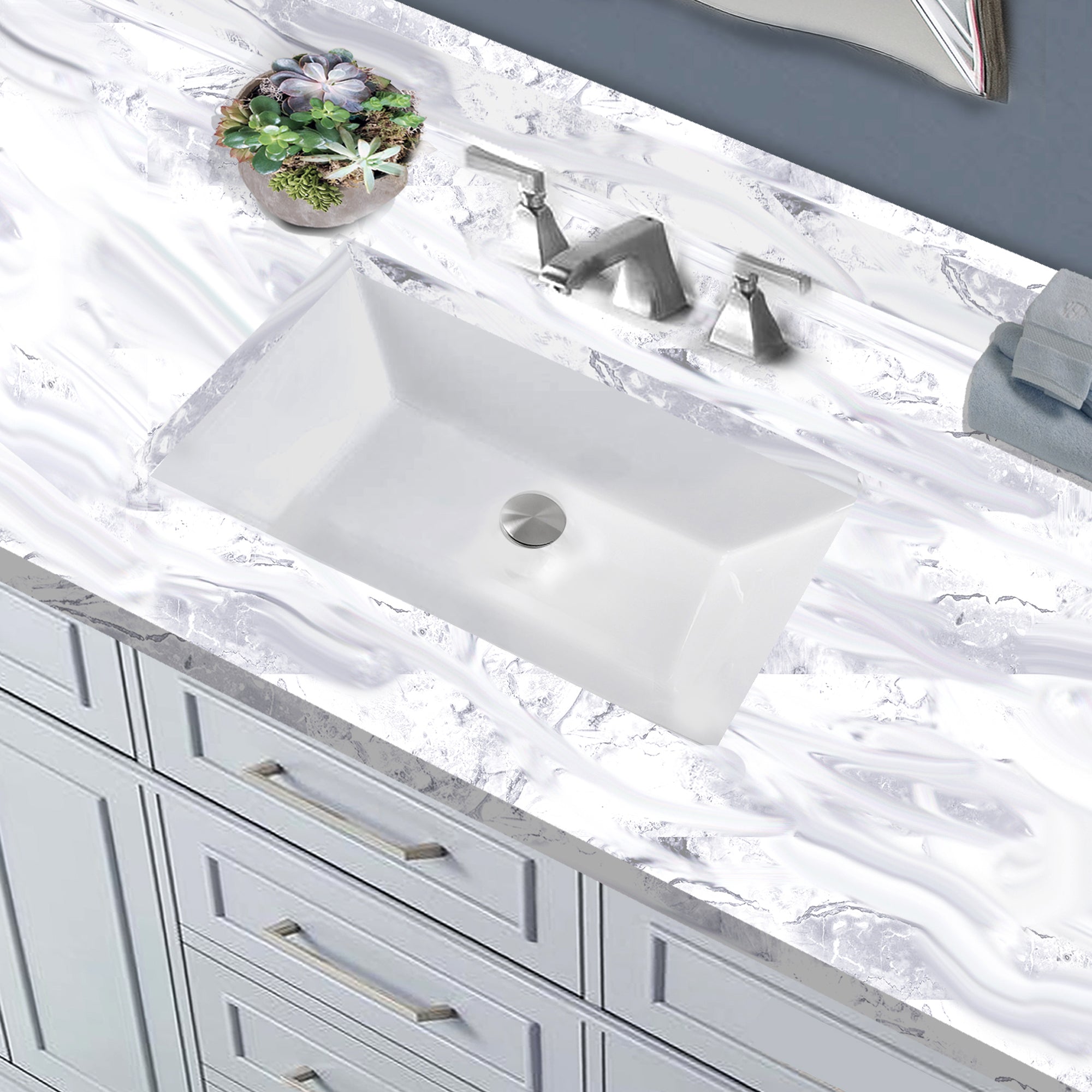 Nantucket Sinks Great Point 21" Ceramic Bathroom Sink, White, UM-19x11-W