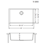 Houzer Quartztone 33 inch Midnite Granite Composite Undermount Single Bowl Kitchen Sink - V-100U MIDNITE