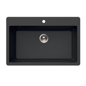 Alternate Image for Houzer Quartztone 33 inch Midnite Granite Composite Topmount Single Bowl Kitchen Sink - V-300 MIDNITE