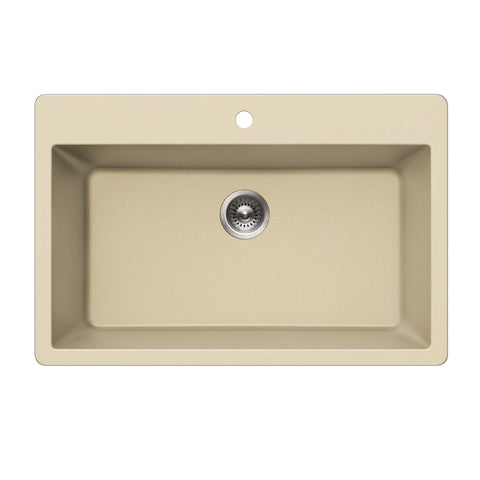 Houzer Quartztone 33 inch Sand Granite Composite Topmount Single Bowl Kitchen Sink - V-300 SAND