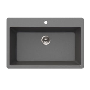 Alternate Image for Houzer Quartztone 33 inch Slate Granite Composite Topmount Single Bowl Kitchen Sink - V-300 SLATE