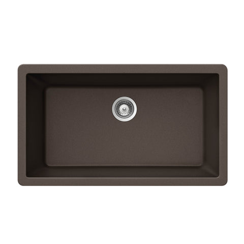 Houzer Quartztone 33 inch Mocha Granite Composite Undermount Single Bowl Kitchen Sink - V-300U MOCHA