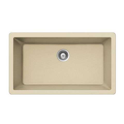 Houzer Quartztone 33 inch Sand Granite Composite Undermount Single Bowl Kitchen Sink - V-300U SAND