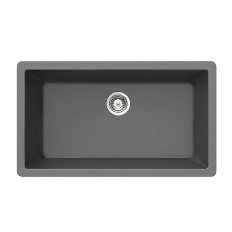 Houzer Quartztone 33 inch Slate Granite Composite Undermount Single Bowl Kitchen Sink - V-300U SLATE