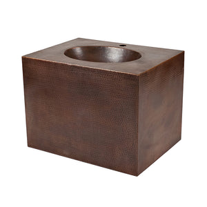 Alternate Image for Premier Copper Products 24" Hammered Copper Wall Mount Bathroom Vanity with Sink, Single Faucet Hole, 17 Gauge, Oil Rubbed Bronze, VADB24181