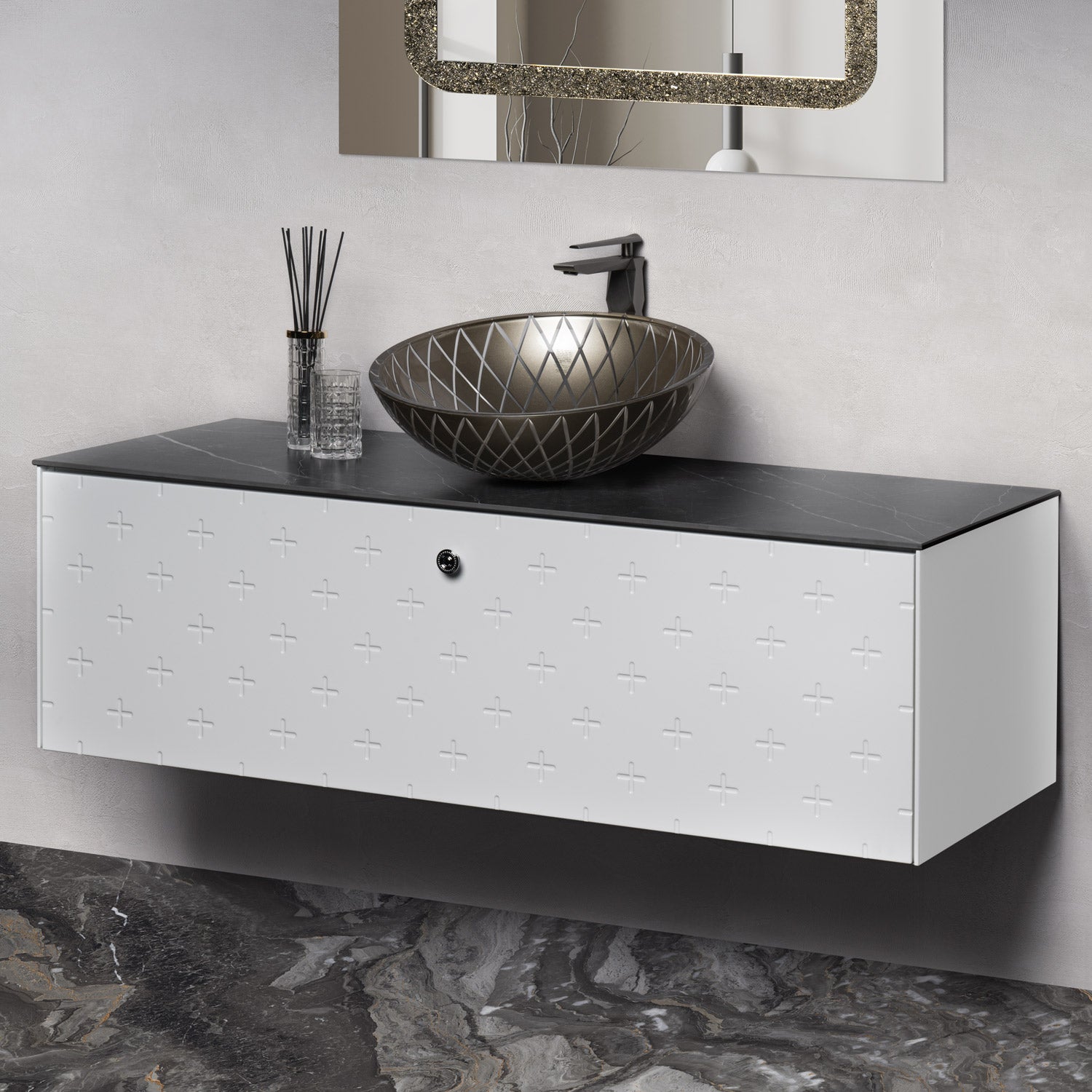 MaestroBath Sogno Modern Bathroom Vanity, White, 40", Wood, VAN-SGN40-WHT