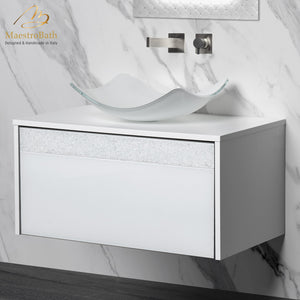 Alternate Image for MaestroBath Splendore Modern Single Bathroom Vanity 32", Durable Wood and Murano Crystals, White, VAN-SPL32-WHW