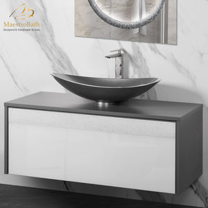 Alternate Image for MaestroBath Splendore Modern 40" Single Bathroom Vanity, Wood and Murano Crystals, Gray, Grey and White, VAN-SPL40-GRW