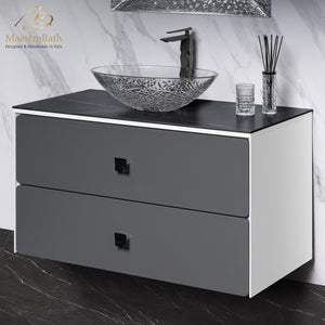 Alternate Image for MaestroBath Serenita Modern Bathroom Vanity, White and Silver, 40", Wood, VAN-SRN40-WHS