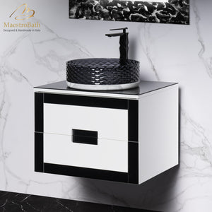 Alternate Image for MaestroBath Petalo Luxury Bathroom Vanity, Black and White, 24, Wood, VAN-PTL24-BLW