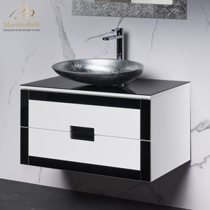 Alternate Image for MaestroBath Petalo Luxury Bathroom Vanity, Black and White, 32, Wood, VAN-PTL32-BLW