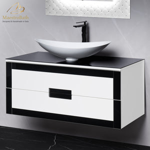 Alternate Image for MaestroBath Petalo Luxury Bathroom Vanity, Black and White, 40, Wood, VAN-PTL40-BLW