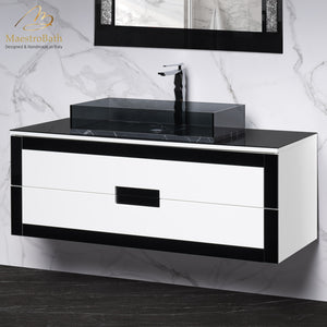 Alternate Image for MaestroBath Petalo Luxury Bathroom Vanity, Black and White, 48", Wood, VAN-PTL48-BLW