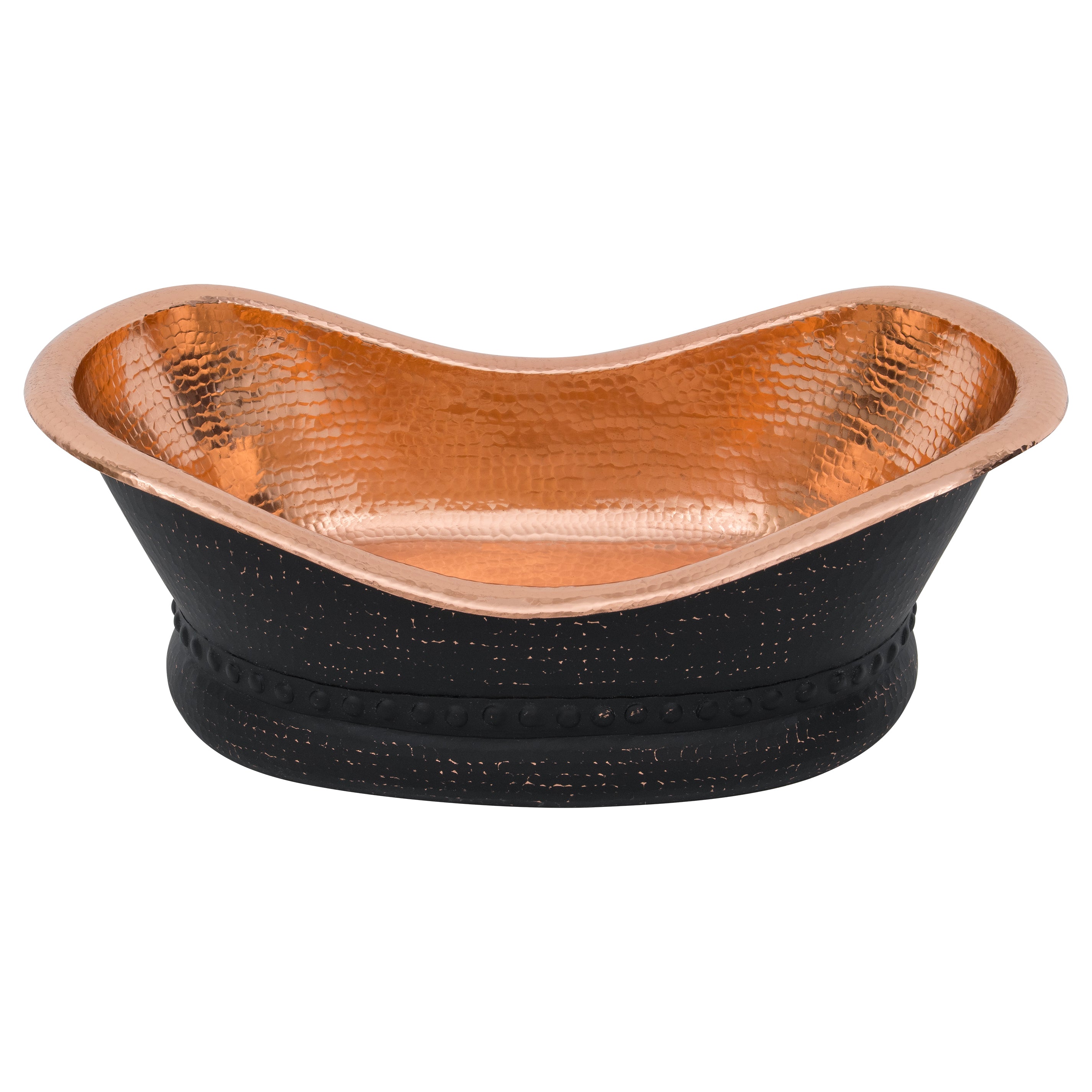 Premier Copper Products 20" x 13" Specialty Vessel - Above Counter Copper Bathroom Sink, Glazed Black with Polished Copper, 17 Gauge, VBT20BLKP