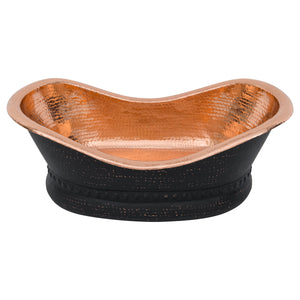 Alternate Image for Premier Copper Products 20" x 13" Specialty Vessel - Above Counter Copper Bathroom Sink, Glazed Black with Polished Copper, 17 Gauge, VBT20BLKP