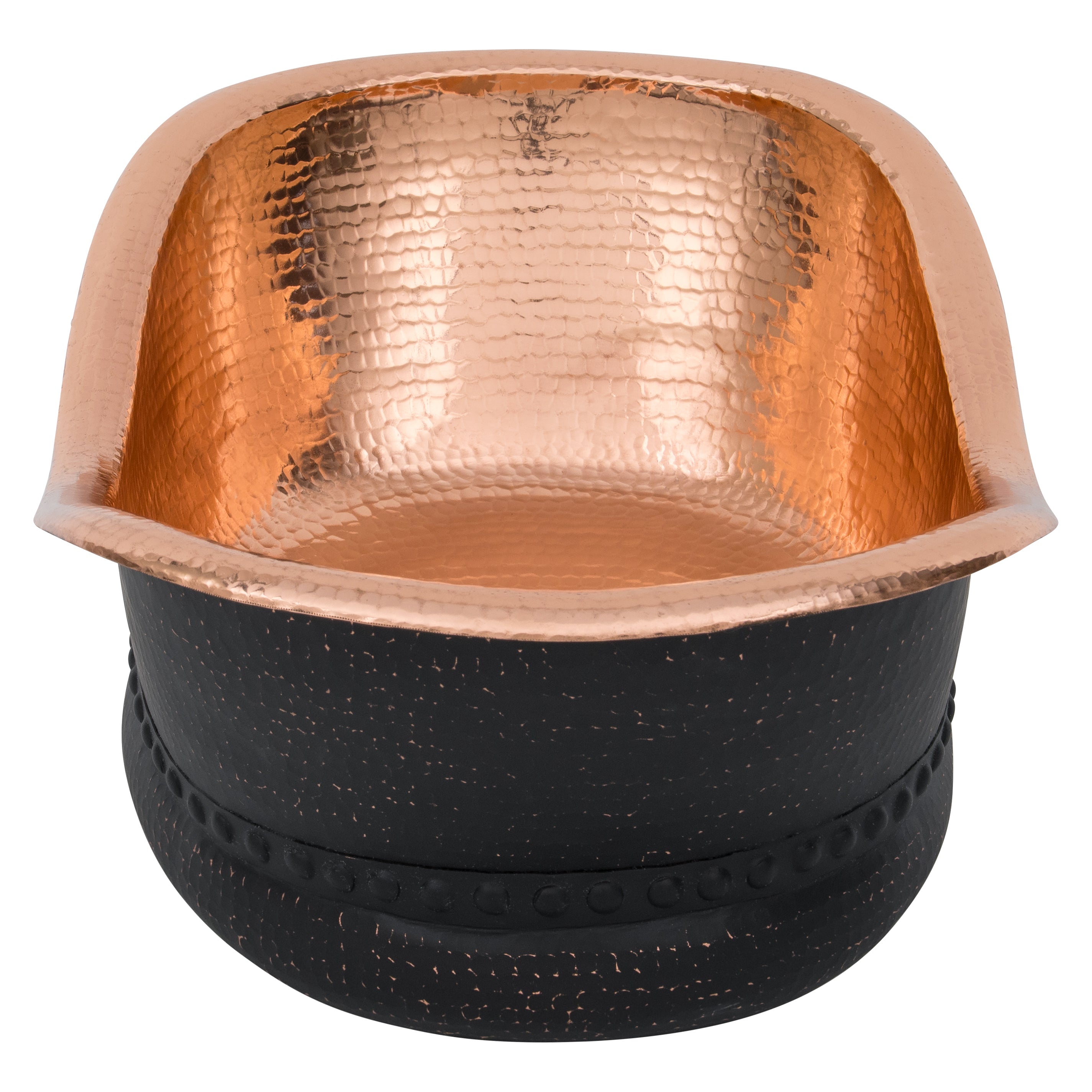 Premier Copper Products 20" x 13" Specialty Vessel - Above Counter Copper Bathroom Sink, Glazed Black with Polished Copper, 17 Gauge, VBT20BLKP