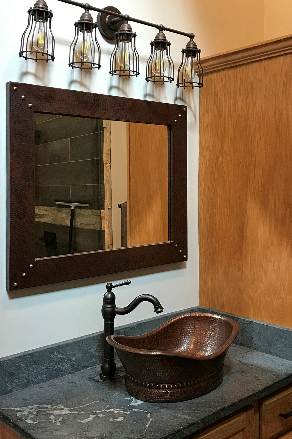 Installation Image of Premier Copper Products 20" Copper Bathroom Sink, Oil Rubbed Bronze, VBT20DB