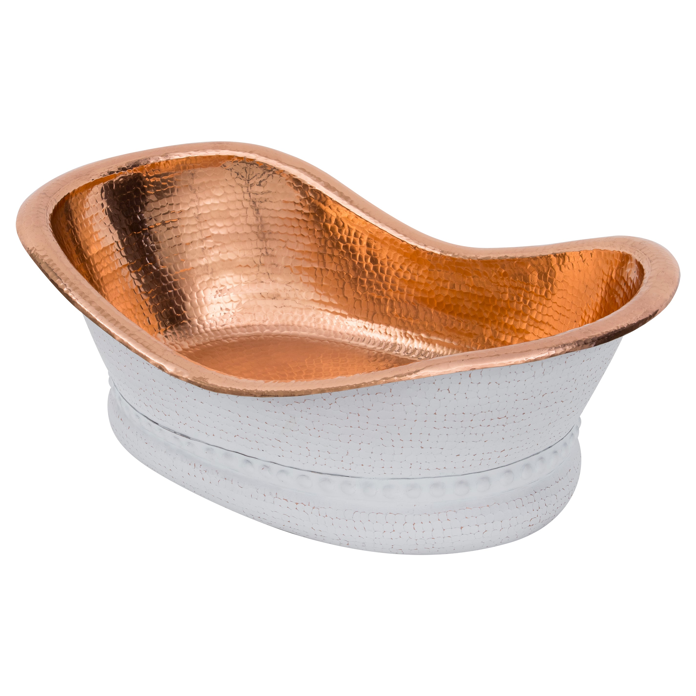 Premier Copper Products 20" x 13" Specialty Vessel - Above Counter Copper Bathroom Sink, Glazed White with Polished Copper, 17 Gauge, VBT20WHTP