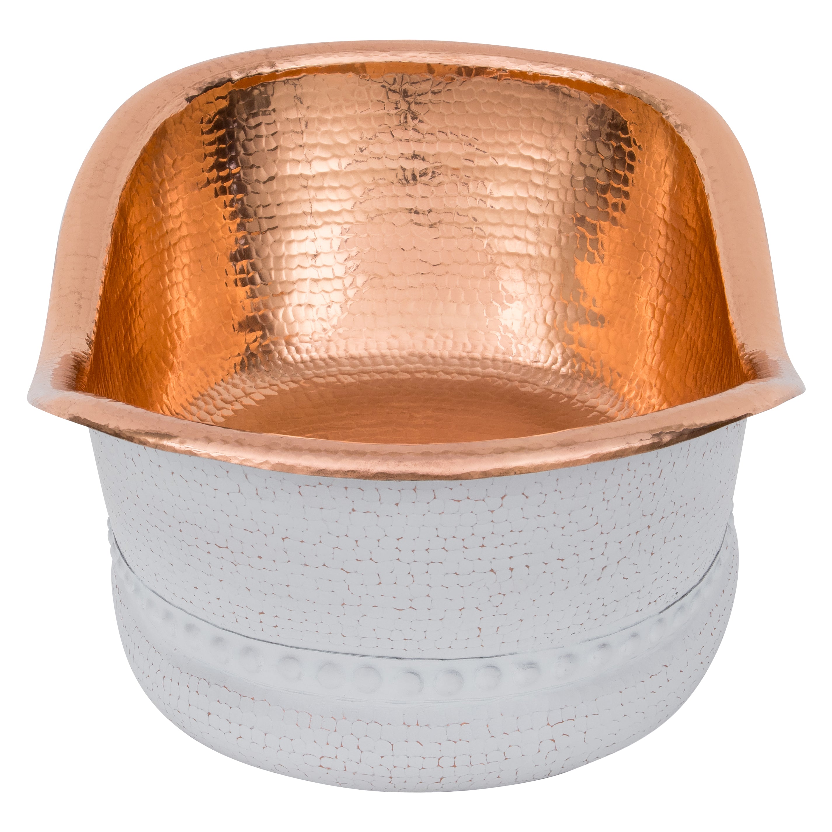Premier Copper Products 20" x 13" Specialty Vessel - Above Counter Copper Bathroom Sink, Glazed White with Polished Copper, 17 Gauge, VBT20WHTP